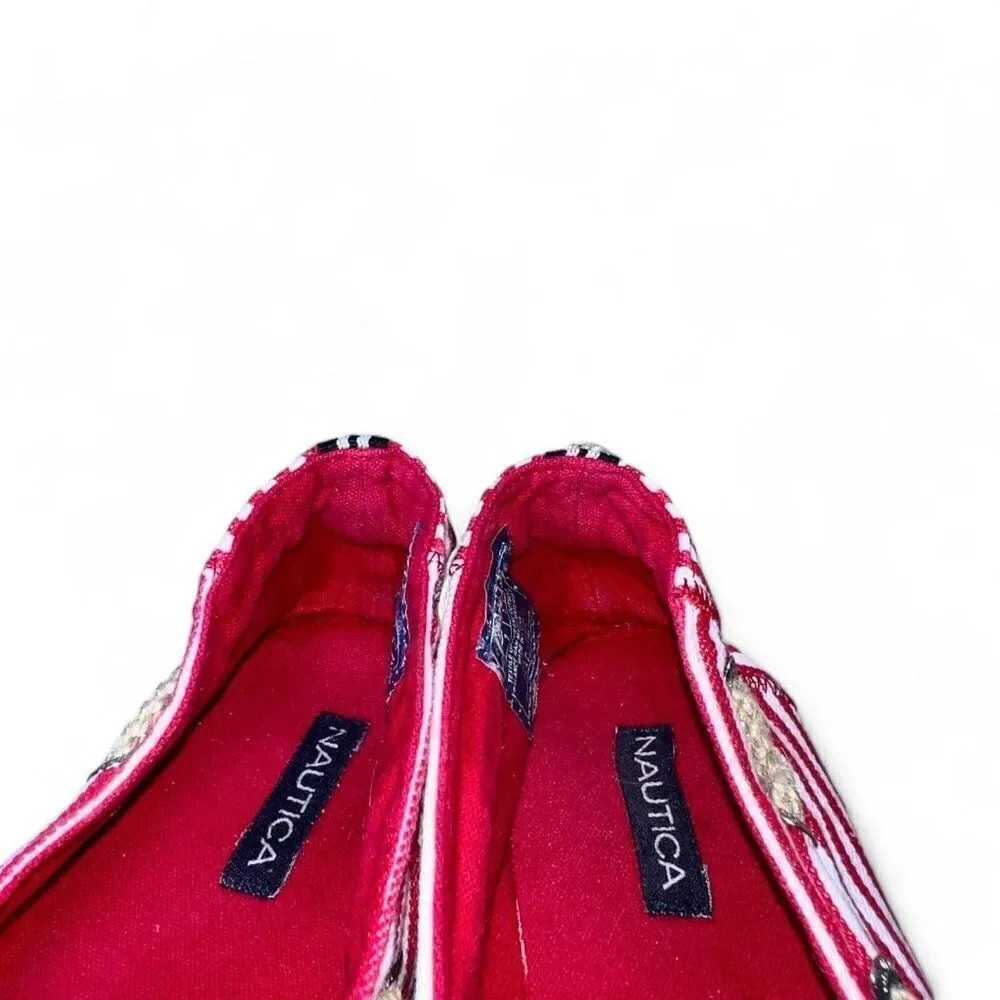 Nautica Rudder 2‎ Anchor Espadrille Slip-on Red / White Stripe Women's 7